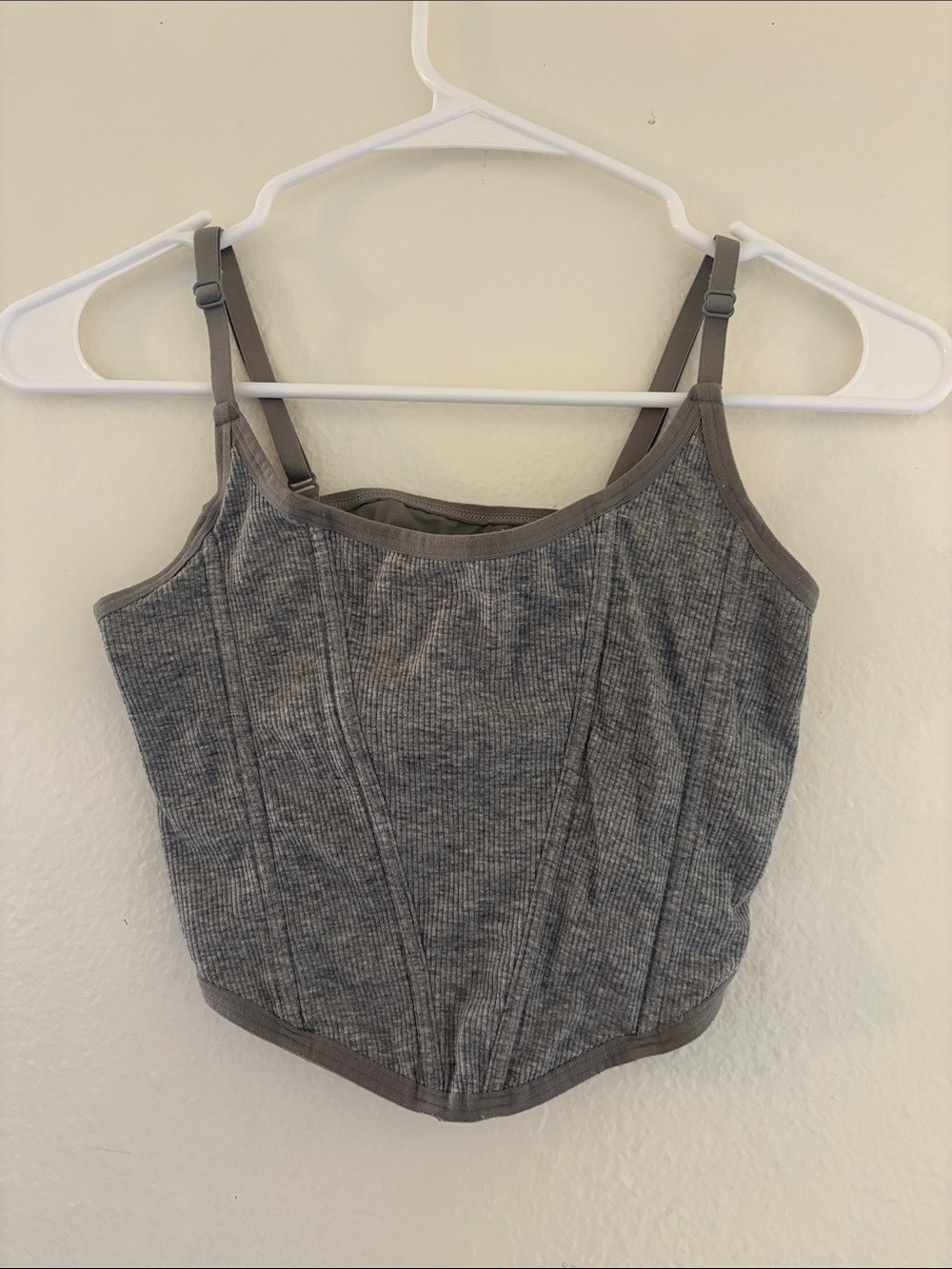 Ribbed Gray Cropped Corset top